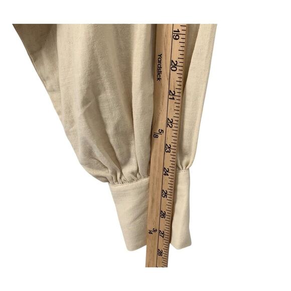 DREW Kylie Top Stone Drawstring Button Front Balloon Sleeve NWT $216 Cotton - Picture 9 of 14